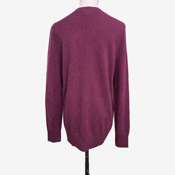 Aqua Cashmere 100 Percent Cashmere V Neck Sweater Purple Berry Women’s Size L - Picture 5 of 6